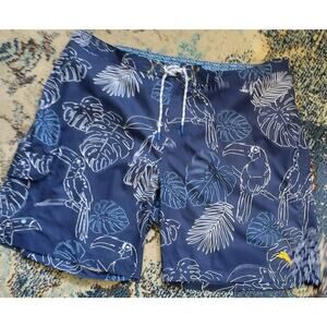 Men's Tommy Bahama Baja Bonita Cove Net Swim Trunks 2XL Blue Tropical Beach Wear
